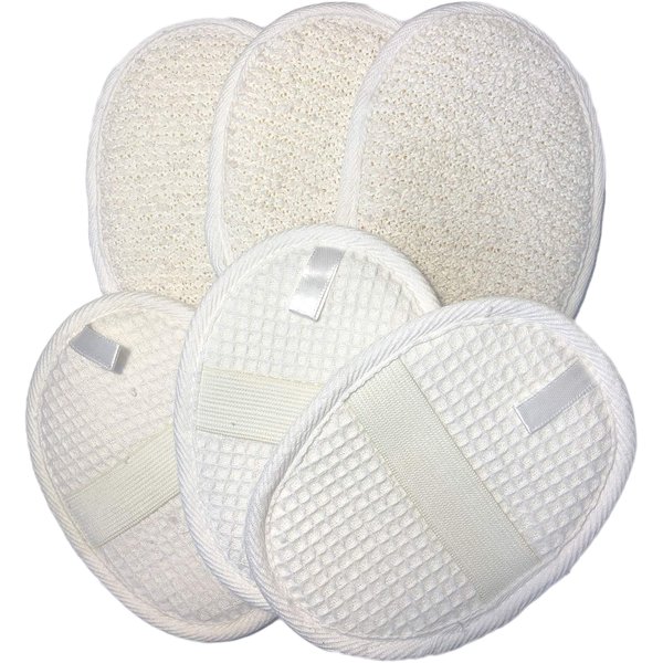 6 pcs/Set 4.3"×5.7" Natural Exfoliating Face Body Pad Loofah Sponge Facial Brush - Shower Scrubber - Body Bath Spa for Men & Women, Renewable Resource - Pack of 6