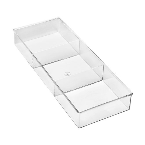 Whitmor 3 Section Small Easy Clean Clear Plastic Resin Drawer Organizer