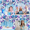 167Pcs Frozenn Balloons Arch Garland Kit, Froozen Birthday Party Decorations Supplies Fringe Curtain Blue Purple Snowflake Balloon for Winter Wonderland Christmas Princess Girl Decor