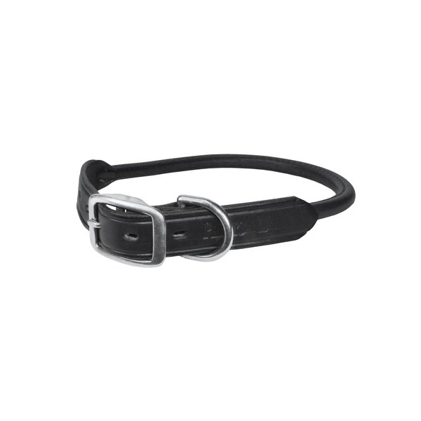 Perri's Lg Black Rolled Leather Dog Collar