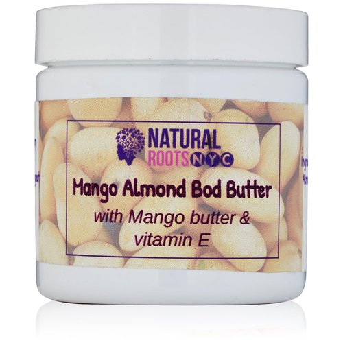 NATURAL ROOTS NYC Mango Almond Body Butter, For All Skin Types, For Mature Skin, Hydrating Body Butter, Organic Ingredients, Coconut Oil, Post-Shower Care, 4oz (4 oz)