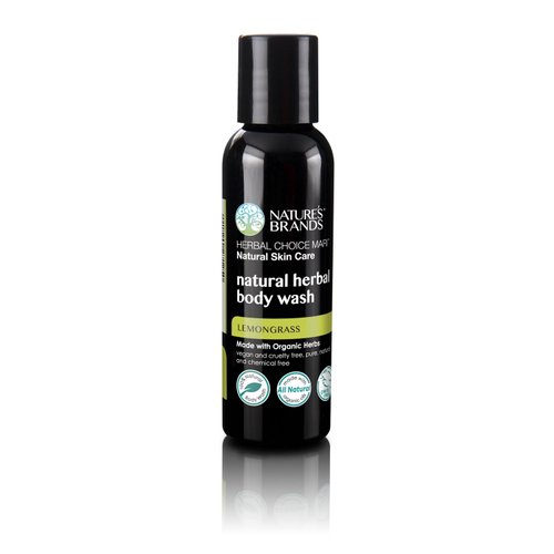 Organic Herbal Body Wash by Herbal Choice Mari (Lemongrass, 2 Fl Oz Bottle) - No Toxic Synthetic Chemicals - TSA-Approved Travel Size