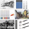 HOTCOLOR Drawing Pencils 38pcs Art Supplies Sketching Pencil Set with Graphite Pencils,Watercolor Pencils with Brushes,Charcoal Pencils for Artists Kids Beginners