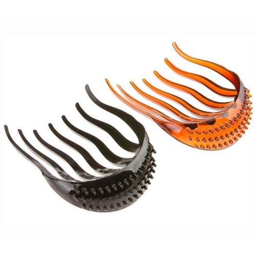 UPSTORE Hair Accessory Hair Comb, 2PCS Heightening Ponytail Insert for Hairstyle Styling Beauty Tool, Plastic, Black, Brown