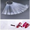 KRISMYA Set of 4 Total 200 Pcs Clear Nail Swatches Sticks,Clear Nails Sample Sticks,Transparent Fan-shaped Nail Art Tips Display Polish Board Display Practice Sticks Tool with Metal Split Ring Holder