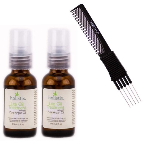 HOLISTIX by Retro Hair, Lite Oil Treatment, Made with Pure ARGAN OIL, Light Hair Serum (w/Sleek Premium Carbon Teasing Comb) Holistic Moroccan Morocco (1.0 oz (PACK OF 2))