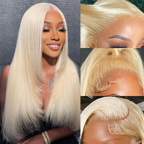 Ijowa 613 lace front wig human hair 13x4 HD transparent straight blonde lace front wig human hair 180% density 613 Color Straight Wigs pre plucked with baby hair 24 inch