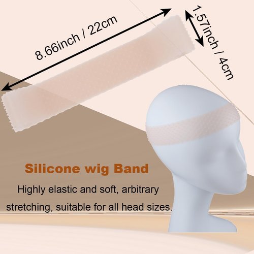 SHEHARUHI 4 Pieces Adjustable Wig Headband Elastic Silicone Wig Grip Band Non Slip Sweat-Proof Fix Headband for Men Women Sports Yoga (Light Brown)