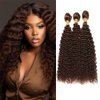Dark Brown Deep Curly Bundles Color 4 Human Hair Chocolate Loose Deep Wave Bundles 10 12 14 inch 8a Grade Double Weft Brazilian Remy Hair Extensions Wet and Wavy Bundles Silky Soft