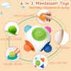 Newborn Toys Toddlers Baby Ball Toy, Baby Montessori Toys Newborn Infant Toys Rattle Baby Teether Chew Sensory Bumpy Ball Toy, Travel Toys with Suction Cups Sensory Activity Toy for 0-12 Months