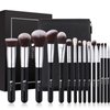 DUcare Makeup Brushes with Bag,15Pcs Makeup Brush Set Christmas Gift Travel Kabuki Foundation Blending Blush Eyeliner Shadow Brow Concealer Brushes Kit Black