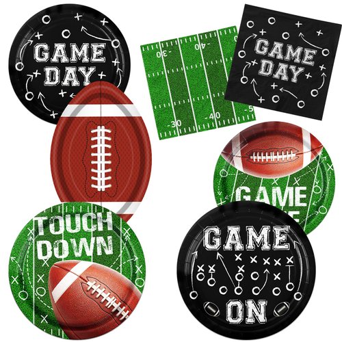 Football Birthday Party Decorations Tableware, Football Party Supplies includes Football Plates and Napkins for Tailgate Party Decorations Touchdown Football Themed Party Decorations, 25 Guests