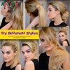 24" Long Wavy Clip in Half Head Tied Wig Blonde Premium Japanese Synthetic Kanekalon fibers Hair Extensions For Women 210g 7-2-3#