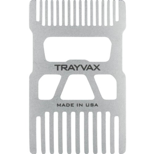 Trayvax Shift Wallet Comb, Wide Tooth Comb for Beard and Hair with Bottle Opener, RFID Protection, Stainless Steel, Silver