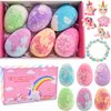 Bubble Bath Bombs for Kids Girls with Suprise Jewelry Toys Unicorn Gifts Inside, Natural Organic Bath Bomb Princess Easter Egg Valentines Christmas 3 4 5 6 7 Year Old Girl Toddler Birthday Gift