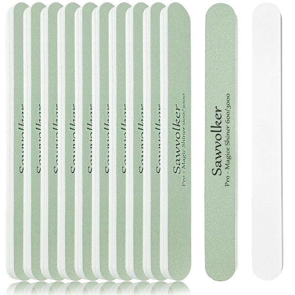 Sawvolker 12pcs Nail Buffer Block Shiny Kit,Nail Shiner Buffer Polishing Blocks for Natural Acrylic Nails Polisher Fingernail Buffer Buffing Nail Shine File Natural Nail Care Tool 600 3000 Grit