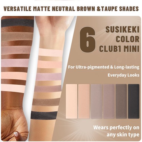 SUSIKEKI 6 Colors Mini Naked Eyeshadow Makeup Palette Neutral Nude Smoky Eye Shadow Taupe & Brown Matte Make Up Pallet with Mirror Highly Pigmented Long Lasting Waterproof Travel Size Gift Kit 01