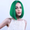 PATTNIUM Green Wig for Women Green Bob Wig Dark Green Wig Short Straight Bob Wig Middle Part Wig Heat Resistant Synthetic 12 '' Wig with Wig Cap