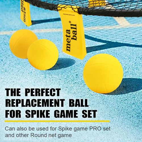 Spike Replacement Game Balls 3-Pack with Pump Compatible with Spike Standard Game Set and Other Round Net Game | Lawn Beach Volleyball | Strong Bounce Ball | Toy Activity & Play Balls ( 3.5inch )