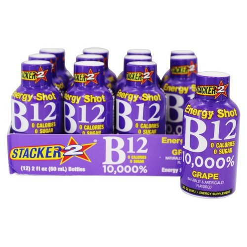 Stacker 2 Grape B12 Energy Shot, 2oz (12 Pack)