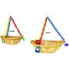 Bonka Bird Toys 1488 Small Basket Swing Cages Toy Cage Parrot Natural Cockatiel Parakeet Birds Rope Playground Pet Bath Nesting Foraging Perch Aviary Box