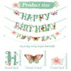 SUNBEAUTY Sage Green Spring Happy Birthday Banner Green Spring Butterfly Flowers Banner Summer Spring Butterfly Birthday Party Decorations | Pre-Strung