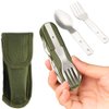 Stainless Steel Kitchen Utensil Set 7-in-1 Folding Tableware (Fork/Knife/Spoon/Bottle Opener) for Camping Backpack Picnic Cutlery Set Camp Knife Metal Working Tools and Equipment Utensil Tool Kit