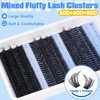 EYDEVRO Fluffy Lash Clusters Kit 50D60D80D Lash Extension Kit Cluster Eyelash Extension Kit 10-16mm D Curl Volume Individual Lashes Kit Cluster Lashes with Waterproof Lash Bond and Seal Lash Tweezers