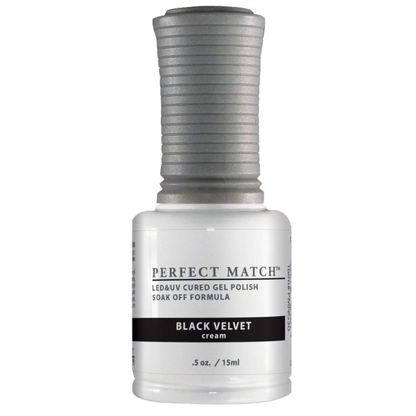 LeChat - Perfect Match Gel Polish - Black Velvet -Black with Cream Finish - (0.5 Ounce) - Easy Application - Soak Off Formula