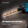 JEFE HEX 3/8" Inch Hex Shank with Titanium Coating Twist Drill Bits, 135 Degree Easy Cut Split Point Drill Bits (Pack of 6)