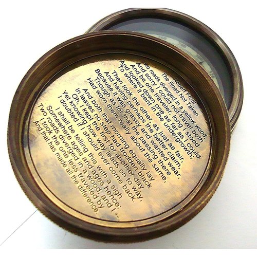 Robert Frost Poem Compass-Pocket Compass w Leather Case Rustic Vintage Home Decor Gifts