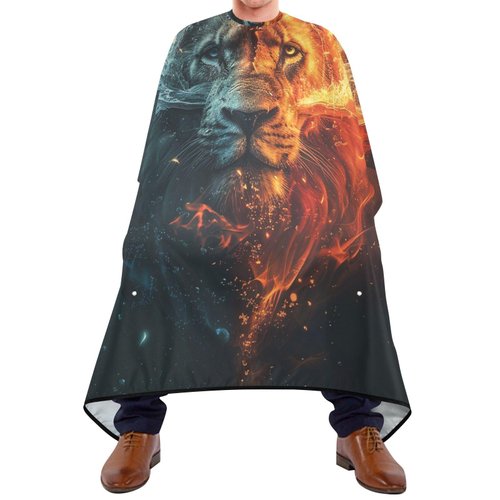 ALAZA Lion in The Fire and Water Barber Cape for Men Women, Waterproof Haircut Apron Beard Shaving Bib Hair Cutting Cloth 55 x 65 Inch