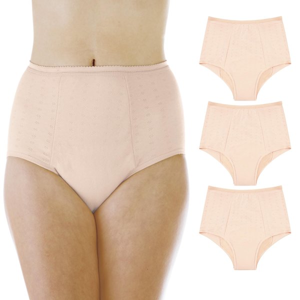 Wearever Women's Incontinence Underwear for Bladder Control with Super Absorbency - Reusable & Washable Leak Proof Underwear for Women - (Pack of 3) (Beige) (L) (Fits Hip 41-42")