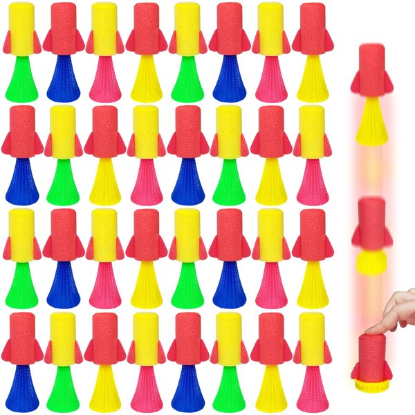 Xeehwb 32 PCS Jumping Rockets Popper Spring Launchers Toys,Popper Bouncy Toys for Kids,Party Favors Supplies,Goodie Bag Stuffers,Birthday Gifts,Classroom Rewards