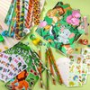BenLouis 240Pcs Jungle Safari Party Favors Zoo Animals Sticker Stampers Slap Bracelets School Stationery Set Bulk Classroom Prizes for Kids Wild One Party Baby Shower Goodie Bags Fillers