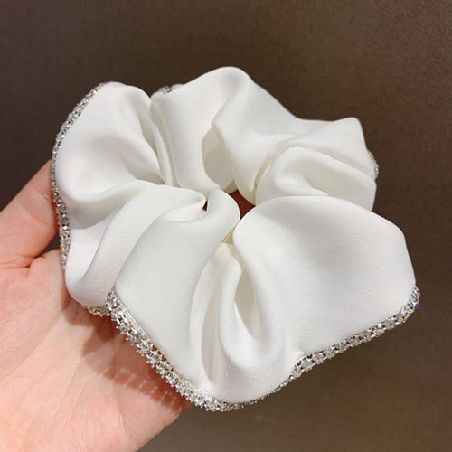 Hair Ties Satin Silk Scrunchies for Women Rubber Bands for Hair (White)