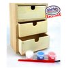 Matty's Toy Stop Design & Paint Your Own Wooden Jewelry Box Set with Mirror Jewelry Box, 3 Drawer Dresser, 4 Drawer Dresser, 3 Brushes & 9 Paints (3 Pink, 3 Blue & 3 White) Gift Set Bundle - 3 Pack