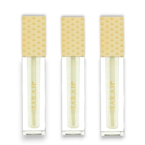 F.A.R.A.H 3 Pack DAZZLE BO$$ Lip Gloss - SHEESHA - Gold Glitter with Vitamin E and Jojoba Oil for Hydrated, Soft, and Nourished Lips
