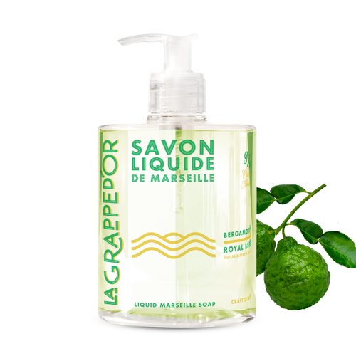 La Grappe d'Or Royal Bergamot Marseille Hand Soap with Essential Oils | Handmade in France from Moisturizing Organic Olive & Coconut Oil | Natural, Cruelty-Free & Vegan, 16.90 oz Liquid