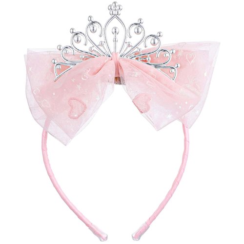 Lusofie Crown Headband 1Pcs Princess Tiara Glitter Toddler Headband Princess Crown for Graduation Birthday Party Fairy Costume Hair Accessories (Pink)