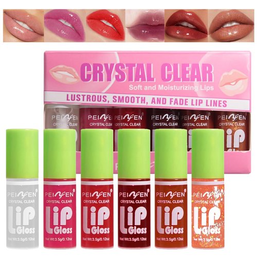 Blopuivo Fat Lip Oil Lip Stain,6 Colors Lip Oil Plumping Lip Glaze, Hydrating Lip Glow Oil,Shiny Transparent Lipstick,Long Lasting Nourishing Fresh Clear Lip Care (6pcs)