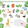 45 Pieces Jungle Animal Cutouts Safari Party Decorations with Glue Point Dots Jungle Themed Party Decorations Paper Cutouts for Baby Shower Birthday Classroom Bulletin Board Theme Party Supplies