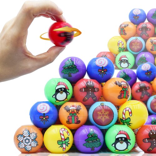 24 Pcs Christmas Mini Fidget Spinners Ball Toys for Kids Adults Christmas Stocking Stuffers, Pinata Fillers, Treasure Box Toys for Boys Girls Christmas Party Favors Gifts