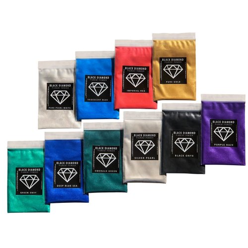 BLACK DIAMOND PIGMENTS **Variety Pack 4** Cosmetic Grade Natural Mica Powder|Pearlescent Pigment | Dye | 100% Vegan | Cruelty-Free | Eyeshadow, Nail Polish, Bath Bomb | Soap, Slime, Candle, Resin