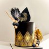 19Pcs Black Gold Balls Cake Topper Gold Leaves Cake Decoration Prom Cake Decoration Roaring 20s Cake Decoration 1920s Party Supplies New Year Eve Party Supplies