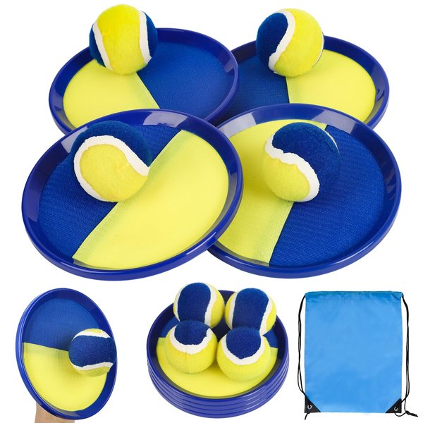 Ball Catch Paddle Set Games - Upgraded Version Beach Toys Pool Backyard Camping,Outdoor Games,Toss Catch Games for Ages 3 4 5 6 7 8-12,Kids Family Games Gifts (4 Rackets 4Balls)