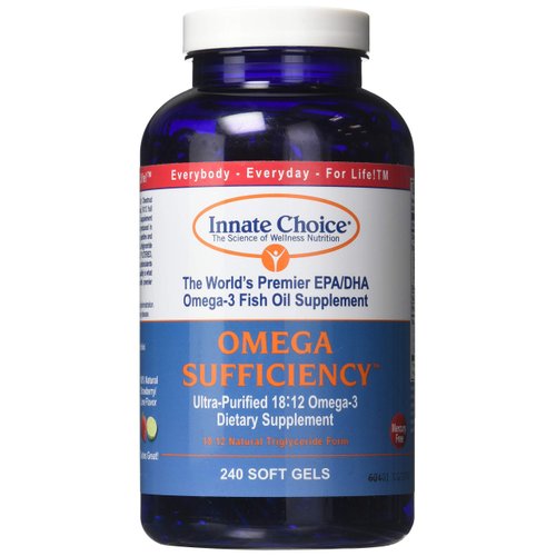Fish Oil Capsules, Omega Sufficiency by Innate Choice, Strawberry Lime 240 Capsules