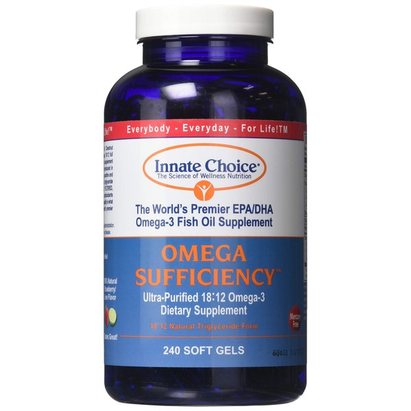 Fish Oil Capsules, Omega Sufficiency by Innate Choice, Strawberry Lime 240 Capsules