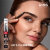 Kiss New York Professional Eyebrow Pencil, D-Shape Design for Line & Fill, Dual-Sided Retractable Brow Definer with Spoolie, Silky Smooth Texture, Cruelty-Free (Granite)