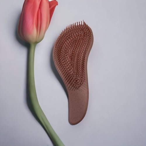 Eco-Friendly Detangler Brush w/Scalp Massager| Anit-Knot for Smooth & Frizz-Free Hair| Wet & Dry Scalp Exfoliator w/Soft Silicone Bristles| Dandruff Removal & Hair Growth (PINK)